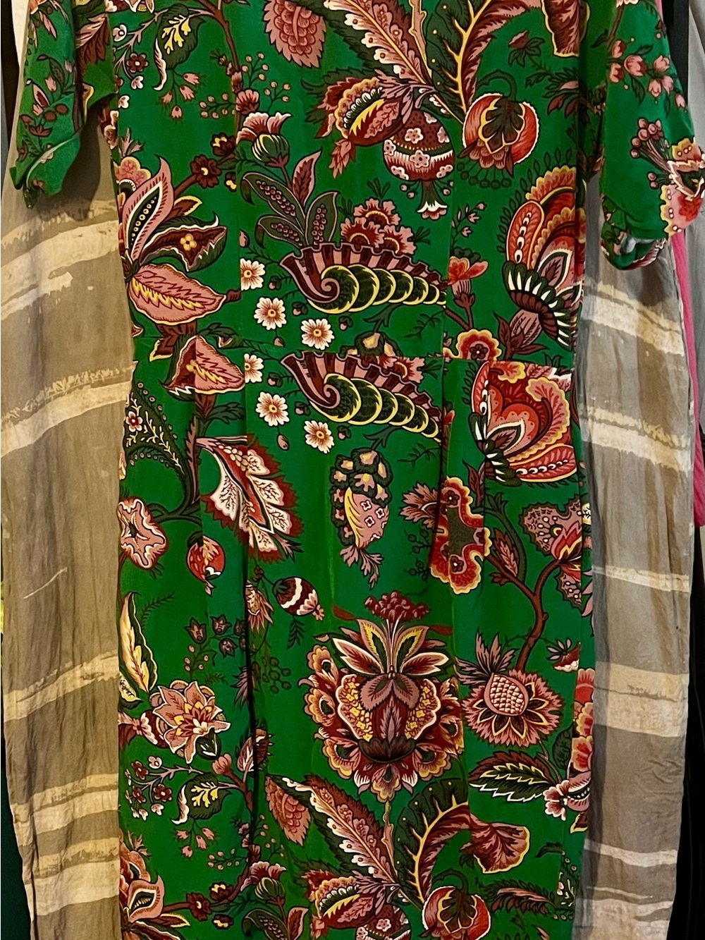 ASOS Green Floral Print Dress with Pink & Yellow Accents - Picture 6 of 8